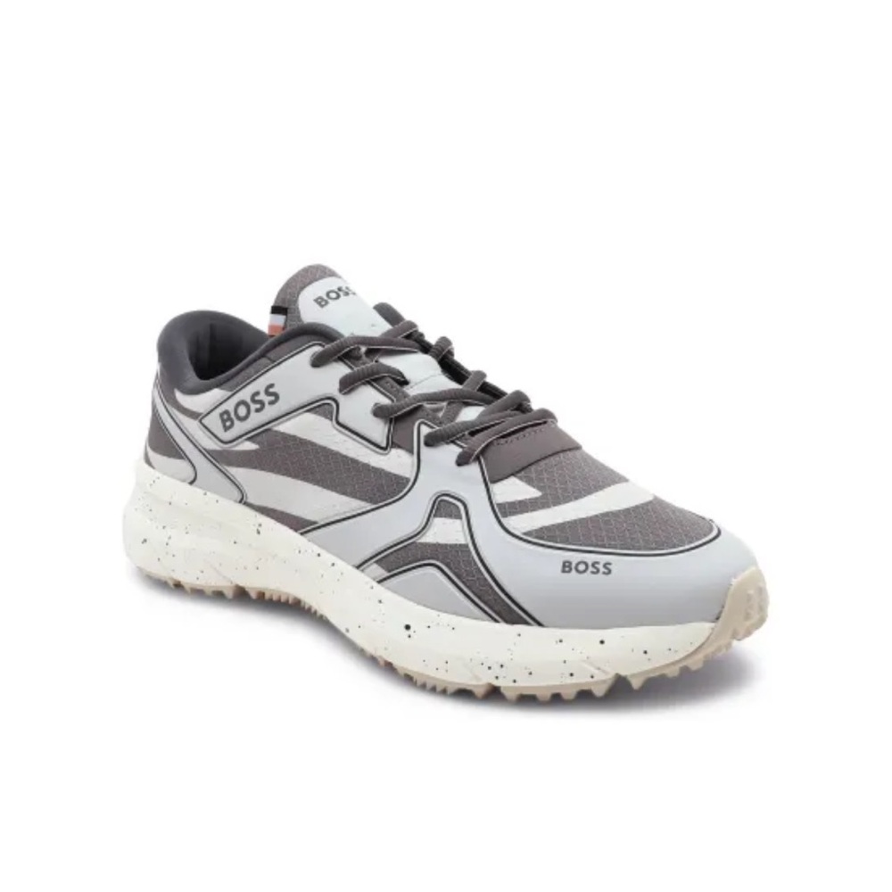 BOSS Men's Gray and White Sneakers